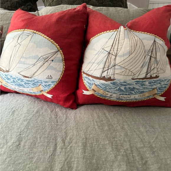 Lee Jofa Hyport Regatta red throw pillows - Picture 2 of 4